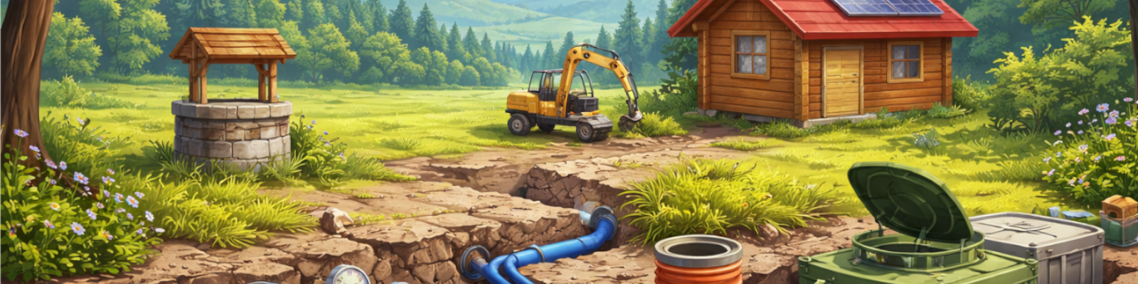 Pozemek bez sítí a řešení vody, odpadů a dešťové vody